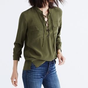 Madewell Silk Lace-Up Shirt